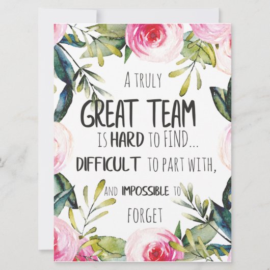 Great Team thank you gift Amazing team quote Karte (Vorderseite)