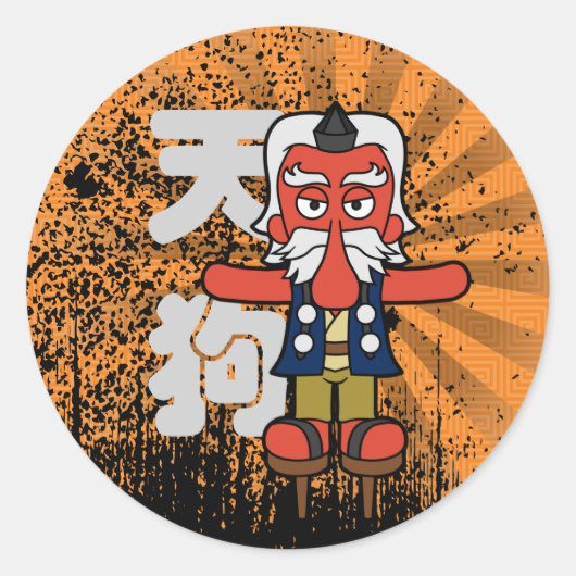 Great Tengu Yokai Runder Aufkleber (Vorderseite)
