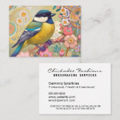 Great Tit Chickadee Bird farbenfrohe Blume Visitenkarte (Vorne/Hinten)