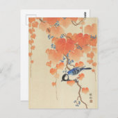 Great Tit on Paulownia Branch von Ohara Koson Postkarte (Vorne/Hinten)