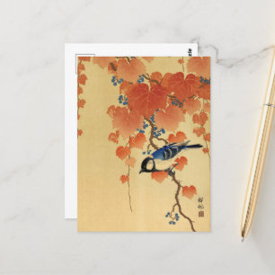 Great Tit on Paulownia Branch von Ohara Koson Postkarte