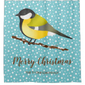 Great Tit Parus Major Custom Familienname Weihnach Duschvorhang (Vorderseite)