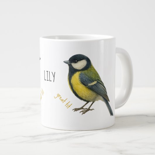 Great Tit Personalized Bird Mug Jumbo-Tasse (Vorderseite Rechts)