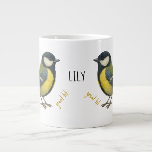 Great Tit Personalized Bird Mug Jumbo-Tasse (Vorderseite)