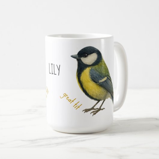 Great Tit Personalized Bird Mug Kaffeetasse (VorderseiteRechts)