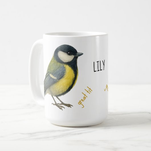 Great Tit Personalized Bird Mug Kaffeetasse (Vorderseite Links)