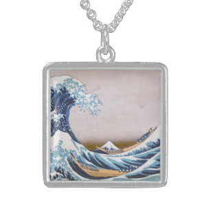 Great Tsunami Wave off Kanagawa Japan by Hokusai Sterling Silberkette