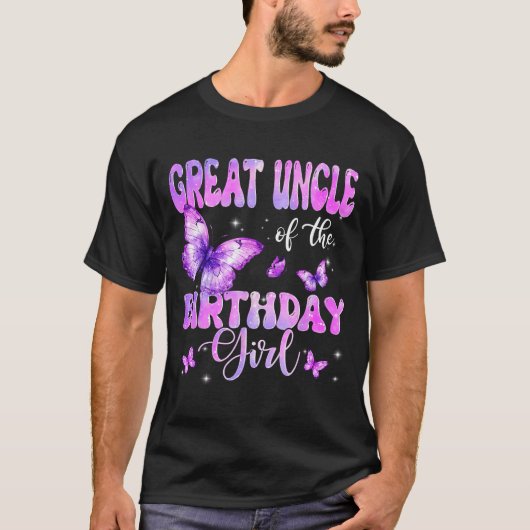 Great Uncle Of The Birthday Girl Butterfly Family  T-Shirt (Vorderseite)