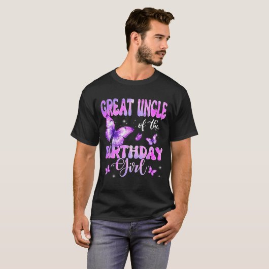 Great Uncle Of The Birthday Girl Butterfly Family  T-Shirt (Vorne ganz)