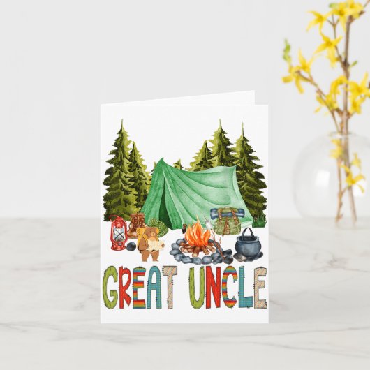 Great Uncle Of The Happy Camper 1st Birthday Bear Karte (Gelbe Blume)