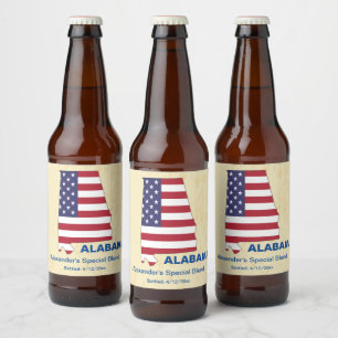 GREAT USA ALABAMA STAAT MONOGRAM BIERFLASCHENETIKETT