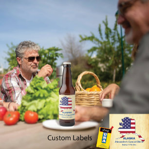 GREAT USA ALASKA STAAT MONOGRAM BIERFLASCHENETIKETT