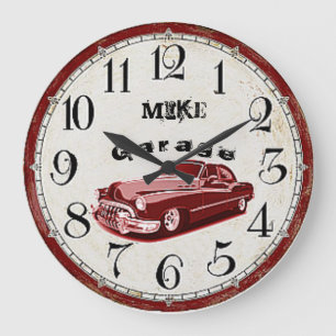 Great vintage design with personal name große wanduhr