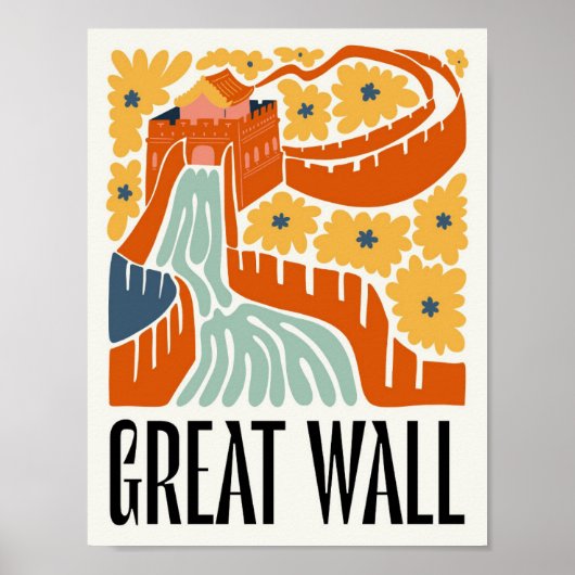 Great Wall China abstrakte Reise Blumenstrauß Poster (Vorne)