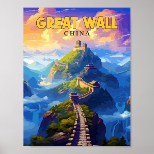 Great Wall China Vintage Illustration Poster (Vorne)