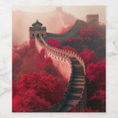 Great Wall of China Herbst Rotes Weinflaschen Etik Weinetikett (Einzelnes Label)