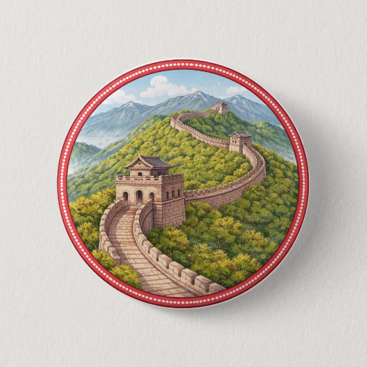 Great Wall Of China Knopf Button (Vorderseite)