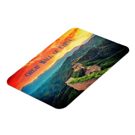 Great Wall of China Sonnenuntergang stilisiert Magnet (Linke Seite)