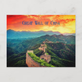 Great Wall of China Sonnenuntergang stilisiert Postkarte (Vorderseite)