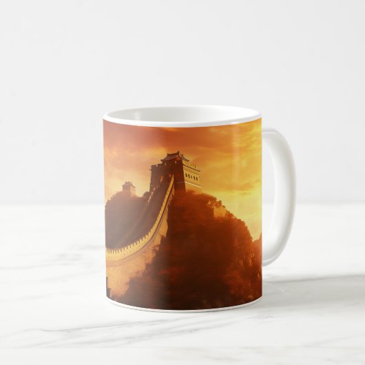 Great Wall of China Sunset - Majestic Kaffeetasse (VorderseiteRechts)