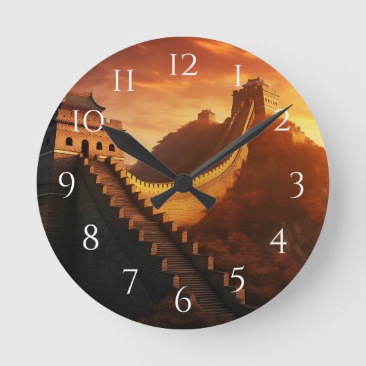 Great Wall of China Sunset - Majestic Runde Wanduhr (Vorderseite)