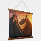 Great Wall of China Sunset - Majestic Wandteppich Mit Holzrahmen (Gewinkelt)