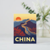 Great Wall of China Sunset Postkarte (Stehend Vorderseite)