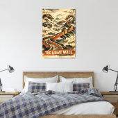 Great Wall of China Vintage Travel Leinwanddruck (Insitu (Schlafzimmer))