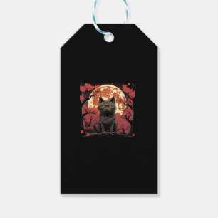 Great Wave Halloween_ Black Cat, Pumpkins, Sakura Geschenkanhänger