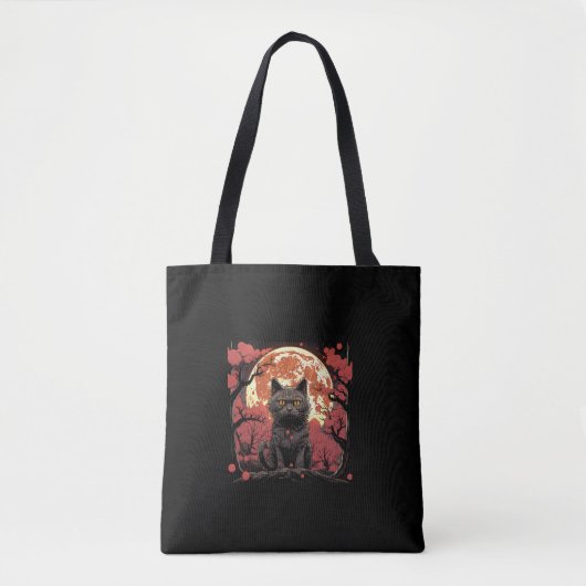 Great Wave Halloween_ Black Cat, Pumpkins, Sakura Tasche (Vorderseite)