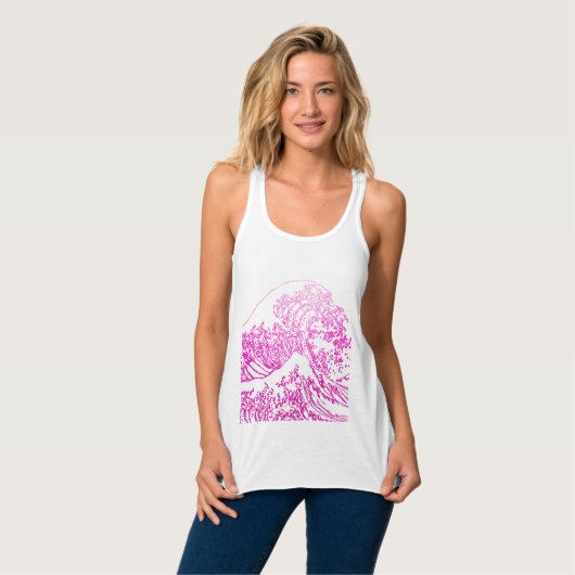 Great Wave Hokusai, Hot Pink Tank Top (Vorderseite Vollansicht)
