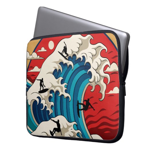 great wave hokusai laptopschutzhülle (Vorderseite Links)