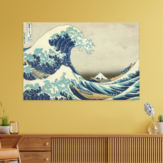 Great Wave Hokusai Stretched Canvas Print Leinwanddruck (Insitu (Wohnzimmer))