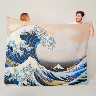 Great Wave, Hokusai, Ukiyo-e Fleece Blanket