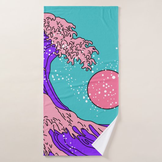 Great Wave in Vaporwave Pop Art Style. Ansicht auf Badehandtuch (Badehandtuch)