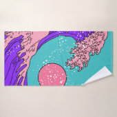 Great Wave in Vaporwave Pop Art Style. Ansicht auf Badehandtuch (Badehandtuch)