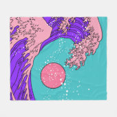 Great Wave in Vaporwave Pop Art Style. Ansicht auf Fleecedecke (Vorderseite (Horizontal))