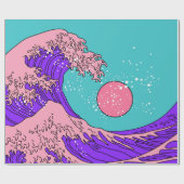 Great Wave in Vaporwave Pop Art Style. Ansicht auf Geschenkpapier (Flach)