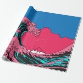 Great Wave in Vaporwave Pop Art Style. Ansicht auf Geschenkpapier (Ungerollt)