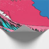 Great Wave in Vaporwave Pop Art Style. Ansicht auf Geschenkpapier (Ecke)