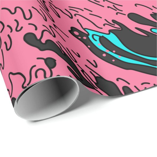 Great Wave in Vaporwave Pop Art Style. Ansicht auf Geschenkpapier (Rolleneckpunkt)