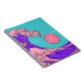 Great Wave in Vaporwave Pop Art Style. Ansicht auf Notizblock (Rechte Seite)