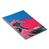 Great Wave in Vaporwave Pop Art Style. Ansicht auf Notizblock (Rechte Seite)