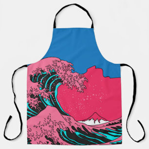 Great Wave in Vaporwave Pop Art Style. Ansicht auf Schürze