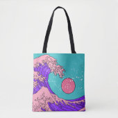 Great Wave in Vaporwave Pop Art Style. Ansicht auf Tasche (Vorderseite)