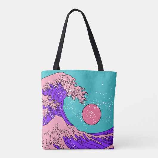 Great Wave in Vaporwave Pop Art Style. Ansicht auf Tasche (Rückseite)