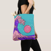 Great Wave in Vaporwave Pop Art Style. Ansicht auf Tasche (Von Nahem)