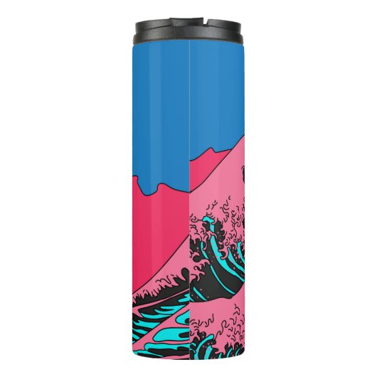 Great Wave in Vaporwave Pop Art Style. Ansicht auf Thermosbecher (Rückseite)