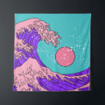 Great Wave in Vaporwave Pop Art Style. Ansicht auf Wandteppich<br><div class="desc">Great Wave in Vaporwave Pop Art Style. Blick auf das Wappen des Ozeans springen. Stilisierte Line Art Illustration des japanischen Prints aus dem 19. Jahrhundert.
Wave, vapour, japan, art, great, artwork, synthwave, graphic design, hokusai, background, japanisch, stürm, beautiful, Wappen, Deco, Minimalismus, painalism, water, asia, big, Vintag, Illustration, Retro, </div>