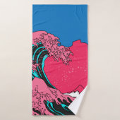 Great Wave in Vaporwave Pop Art style. View on the Badehandtuch (Badehandtuch)